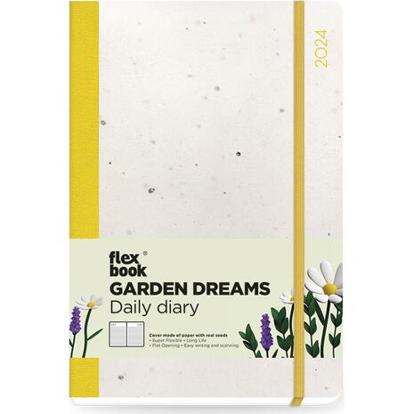 Ημερολόγιο ημερήσιο The Writing Fields Garden Dreams 3100 14x21cm 2024 με λάστιχο flexbook κίτρινο